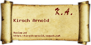 Kirsch Arnold névjegykártya